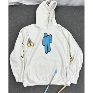Billie Eilish World Tour Hoodie White Graphic Flames Mens Large